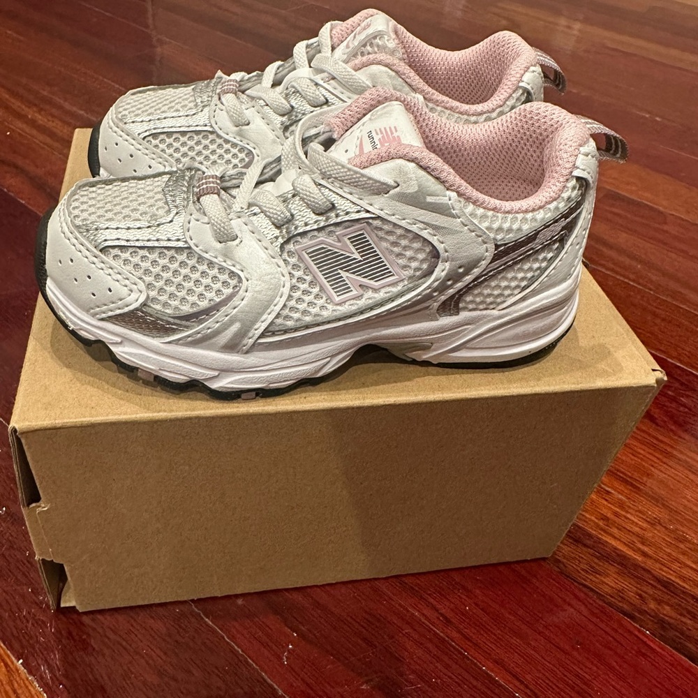 Kids' New Balance Pink and White Sneakers